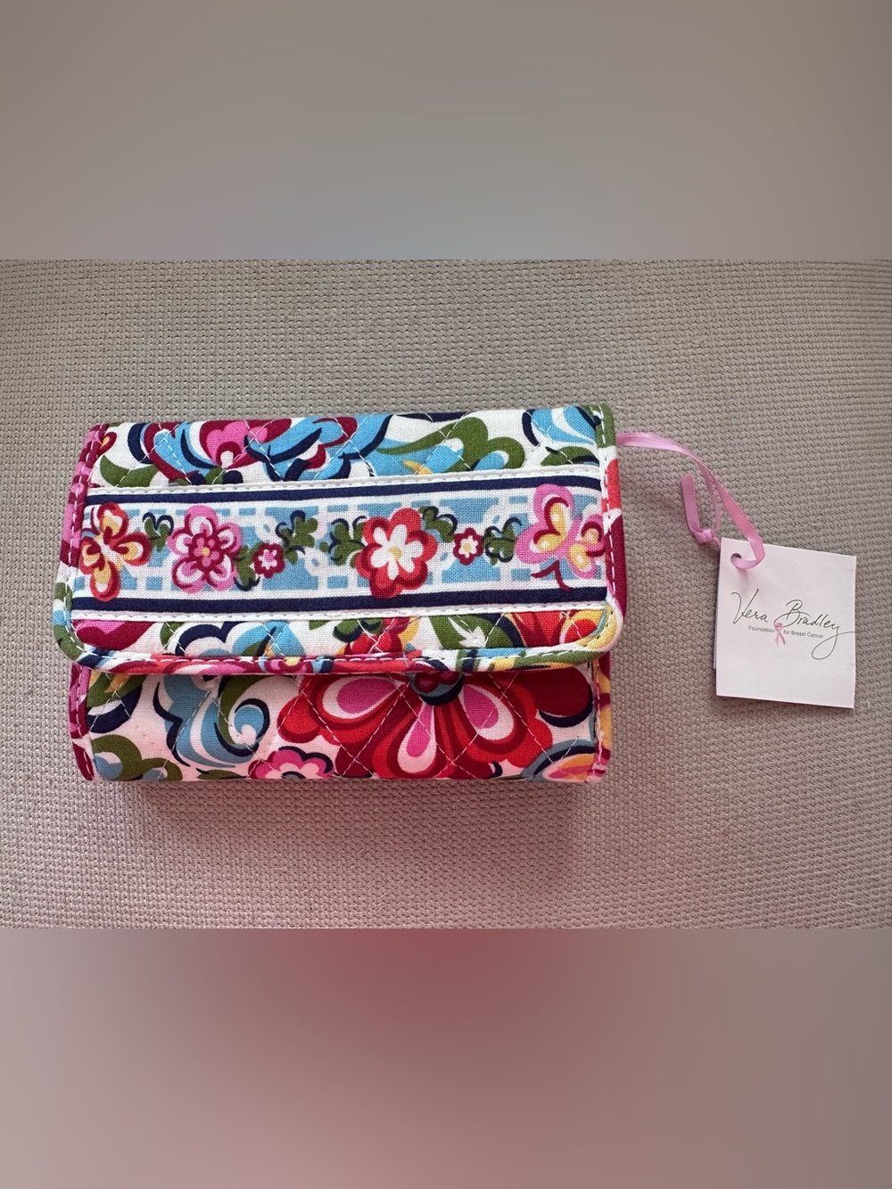 NWT Vera Bradley Euro Wallet Hope Garden Floral Quilted Tri-Fold